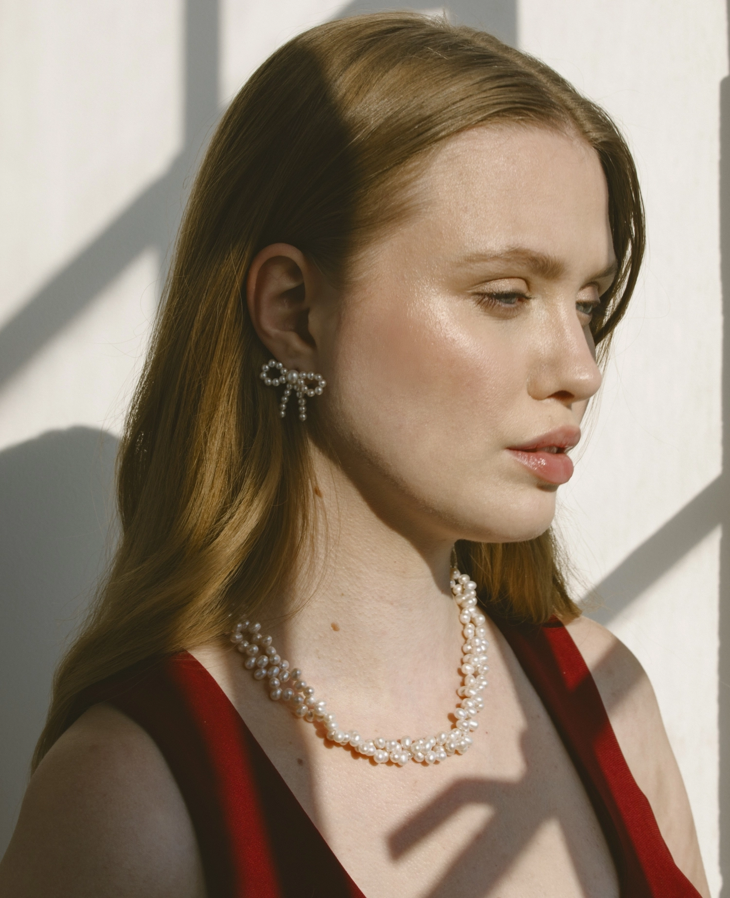 4-5mm Double Twisted White Freshwater Double Pearl Necklace