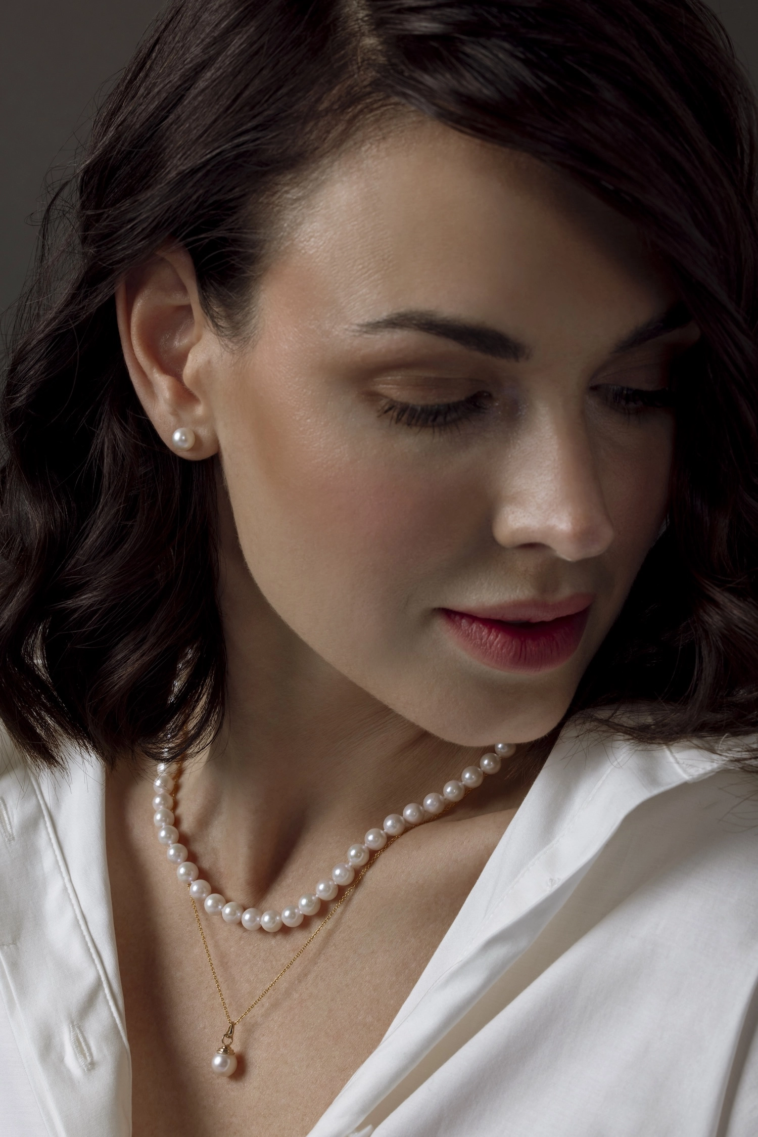 6.5-7.0mm Japanese Akoya White Pearl Necklace - AA+ Quality