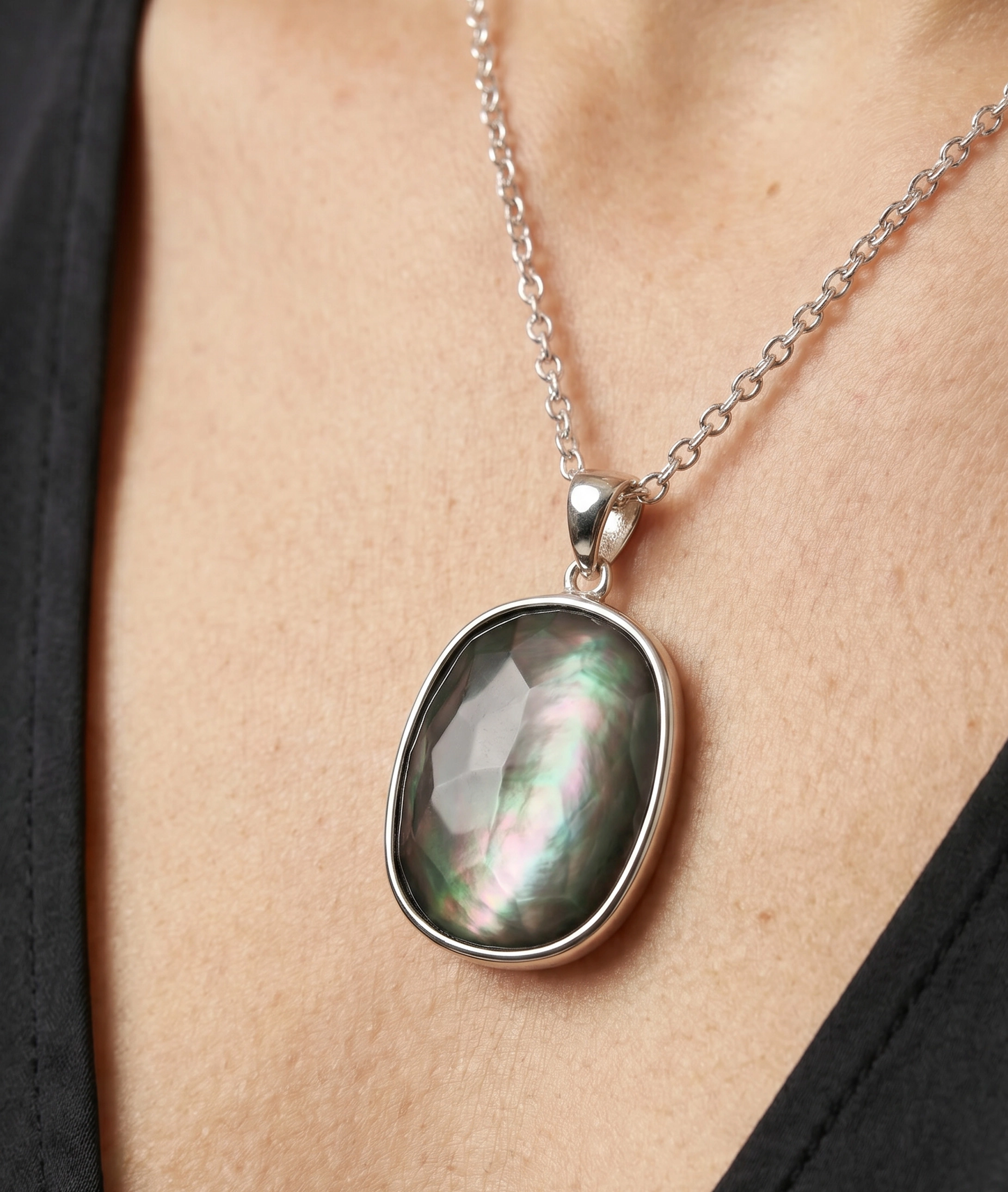 Black Mother of Pearl Cultured Pearl Peyton Pendant Necklace