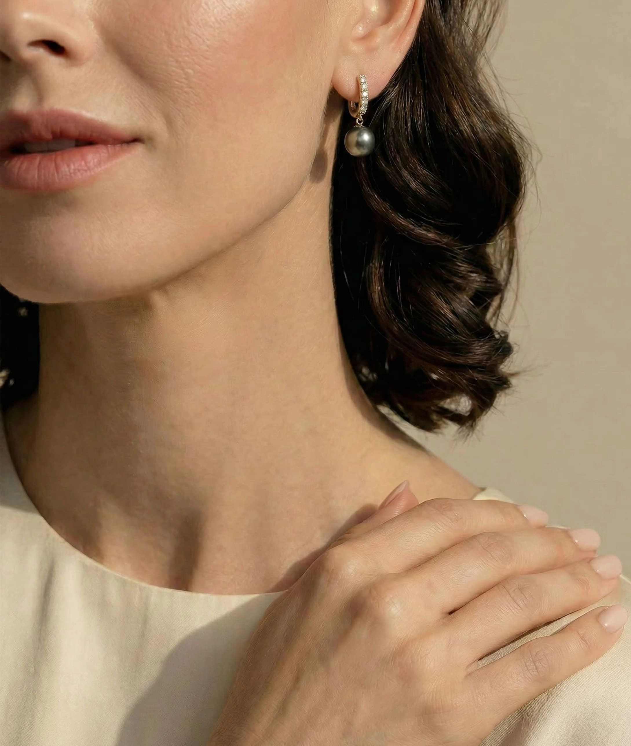 Tahitian South Sea Pearl & Diamond Belle Earrings