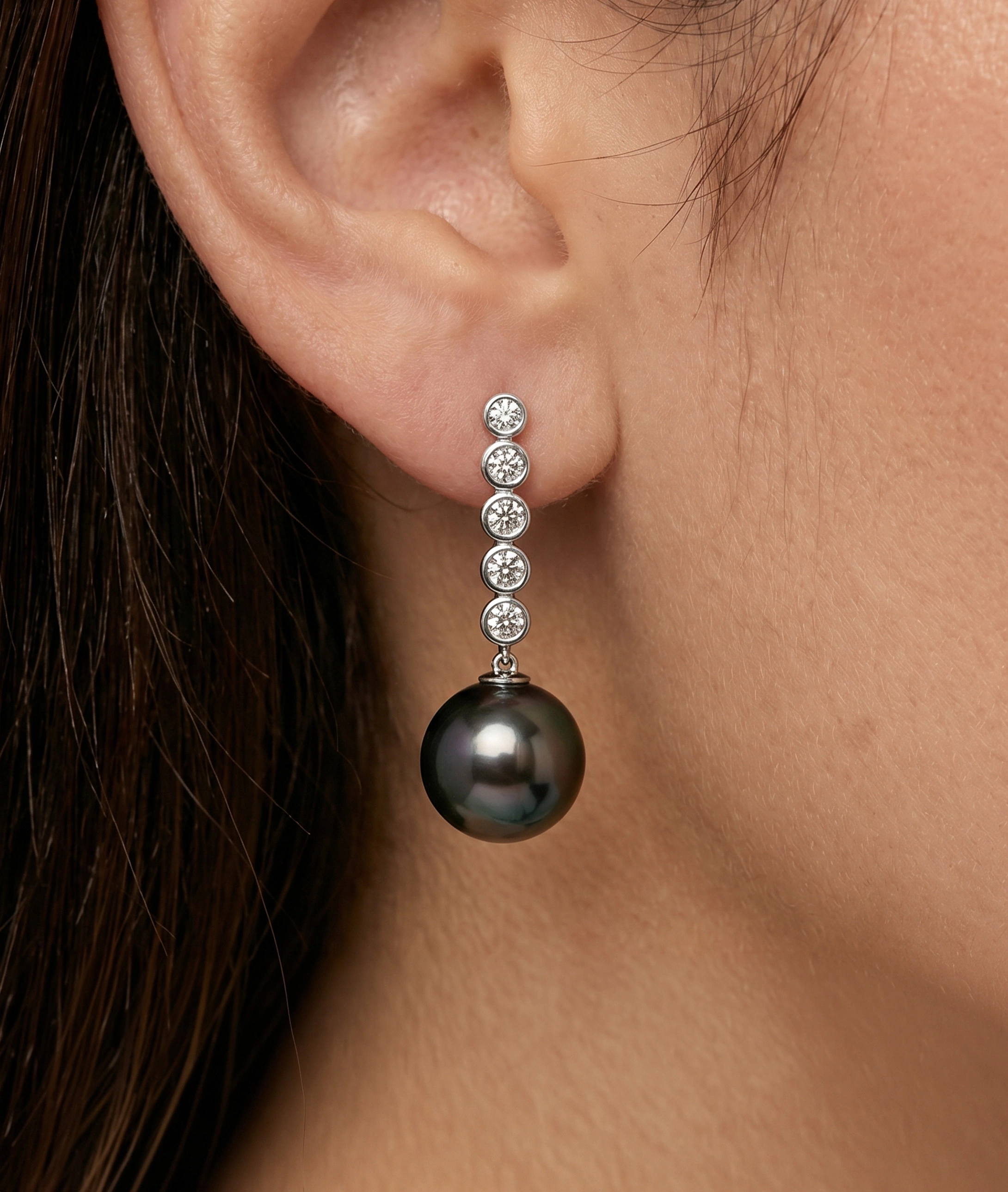Tahitian South Sea Pearl & Diamond Cascade Earrings