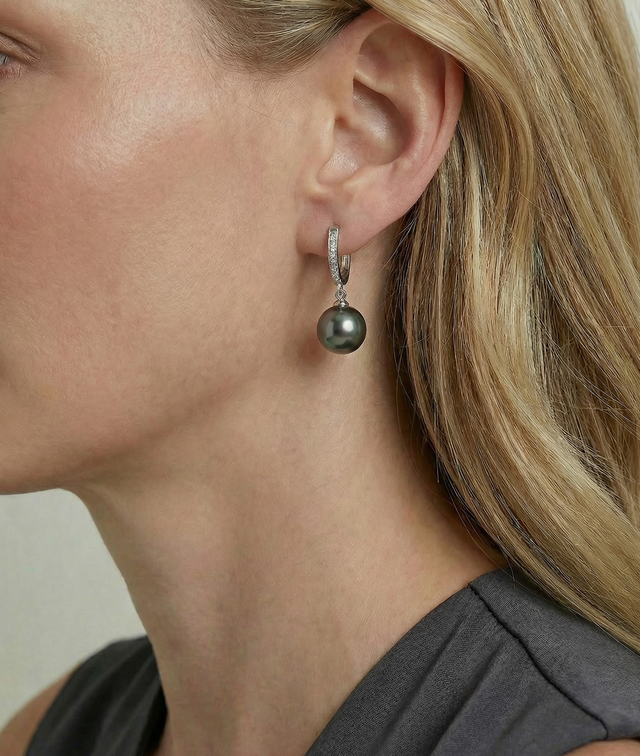 Tahitian South Sea Pearl & Diamond Kim Earrings