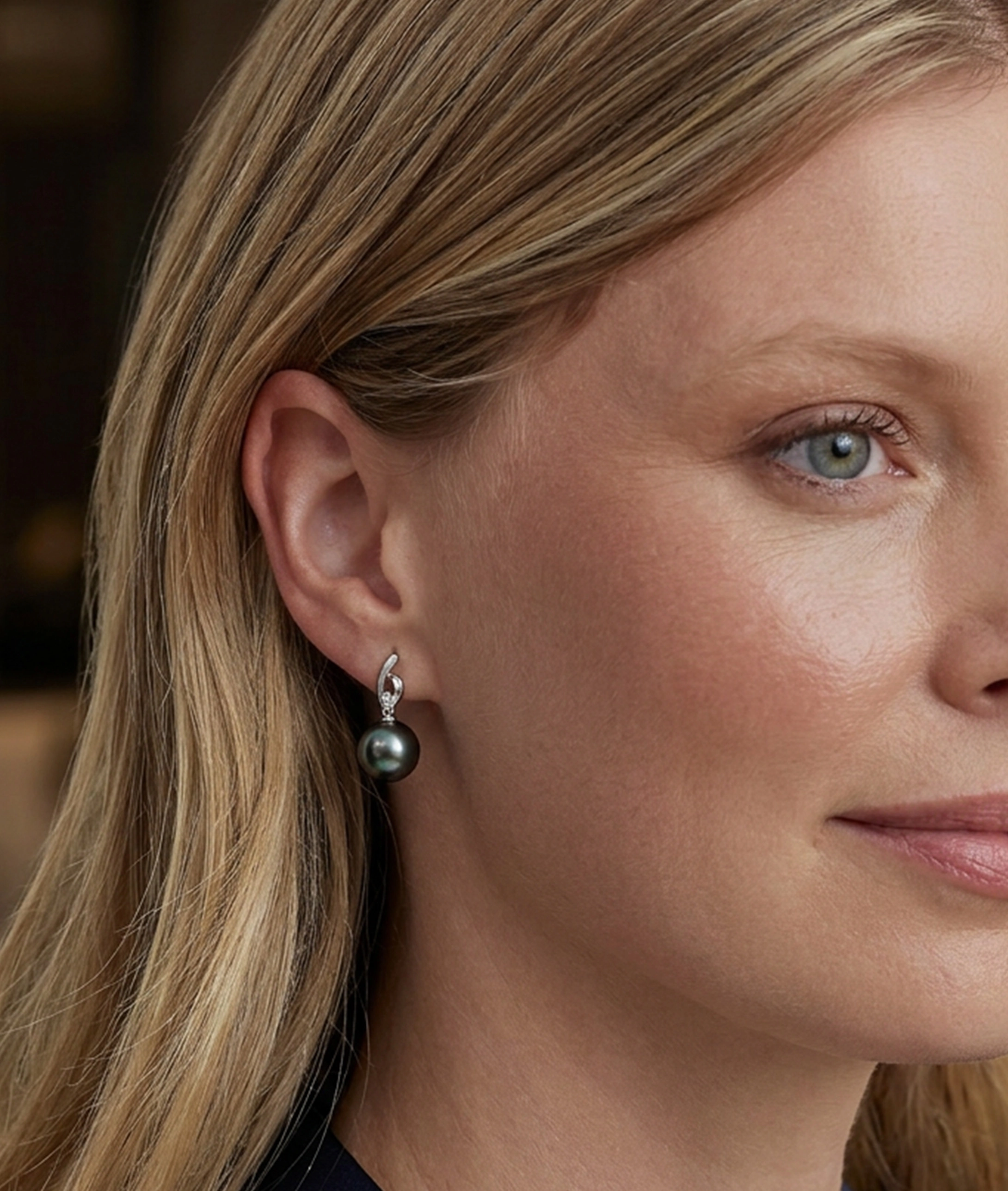 Tahitian South Sea Pearl & Diamond Lois Earrings