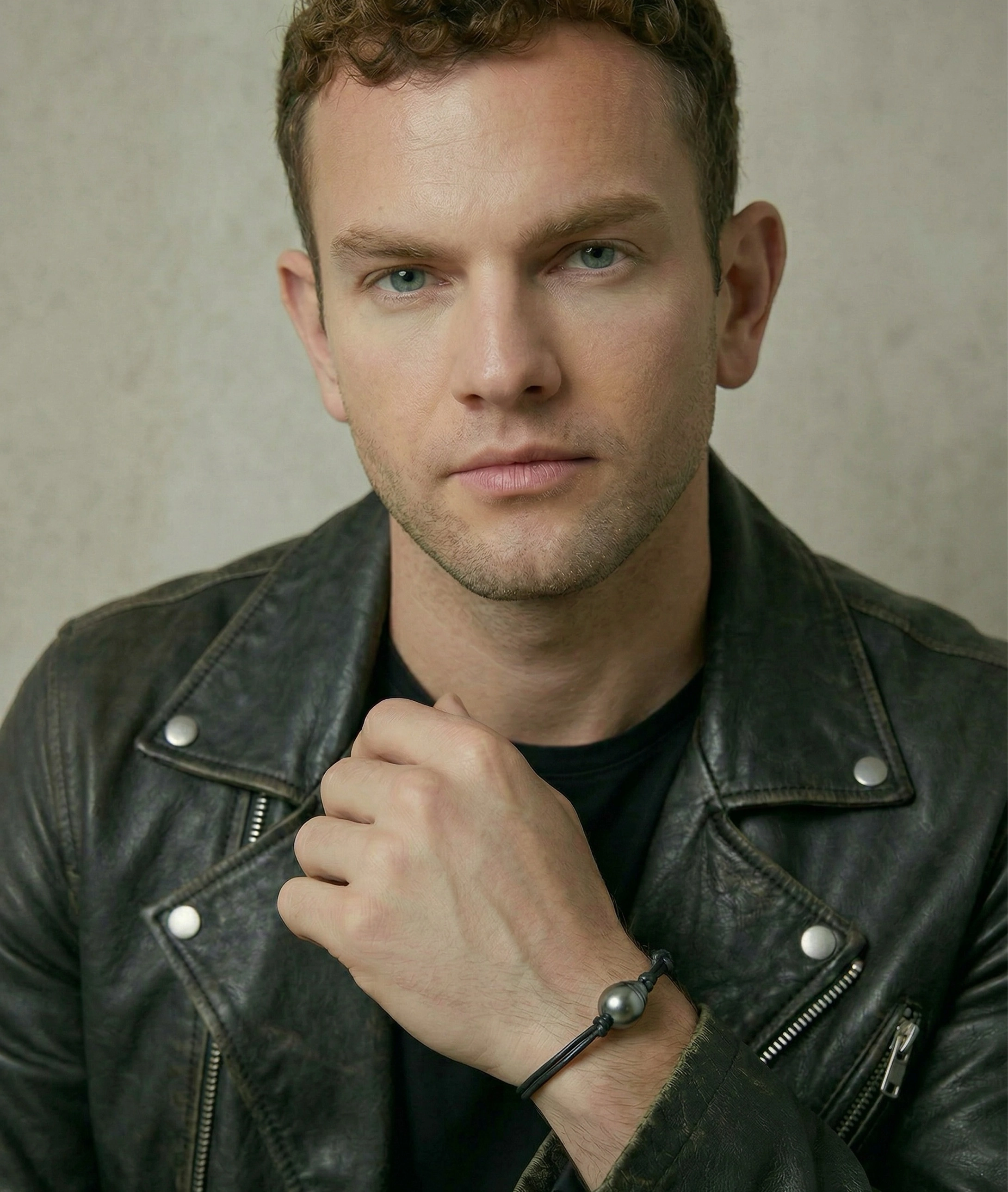 Tahitian Baroque Pearl Leather Adjustable Bracelet for Men