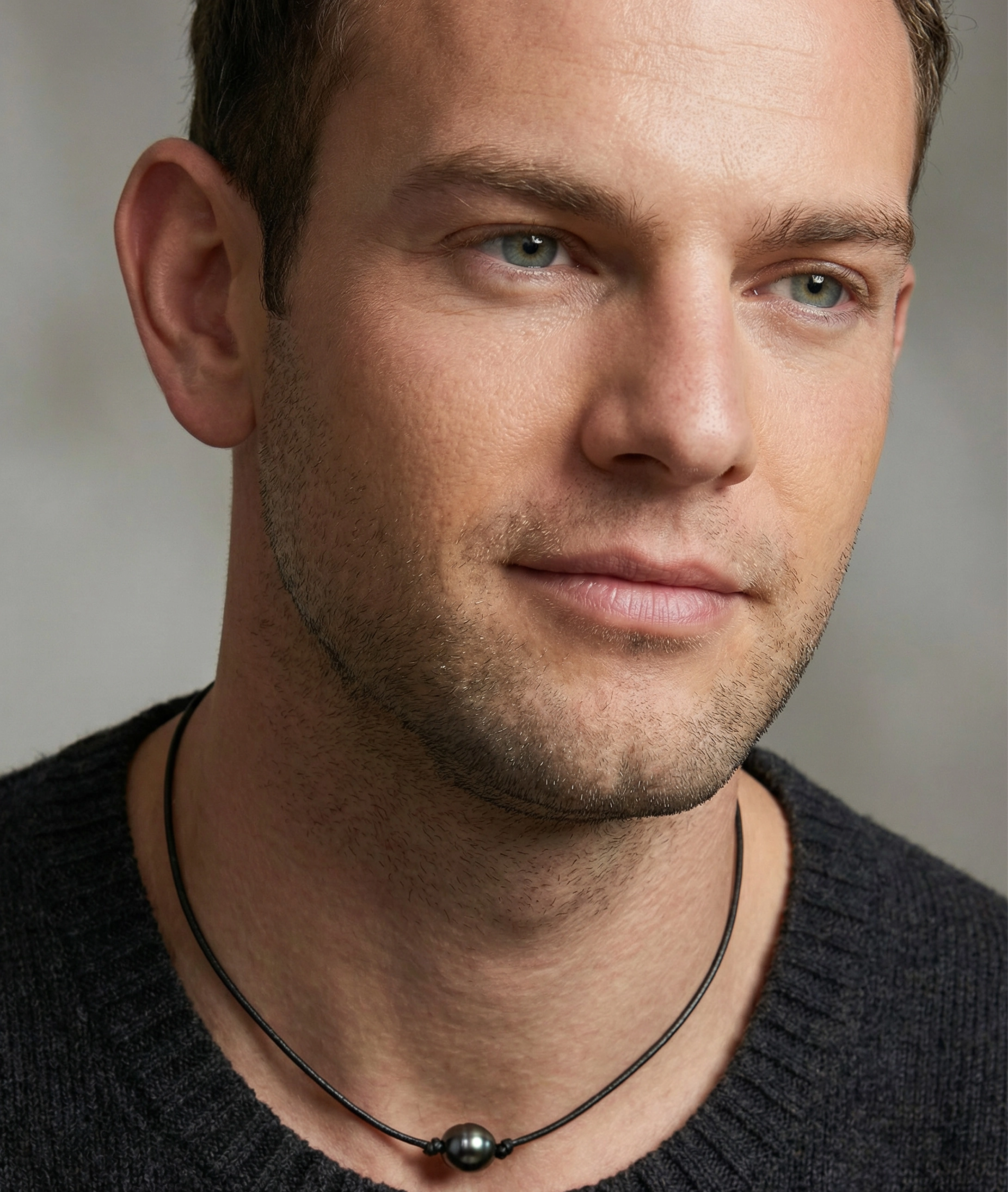 Tahitian Baroque Pearl Leather Adjustable Necklace for Men