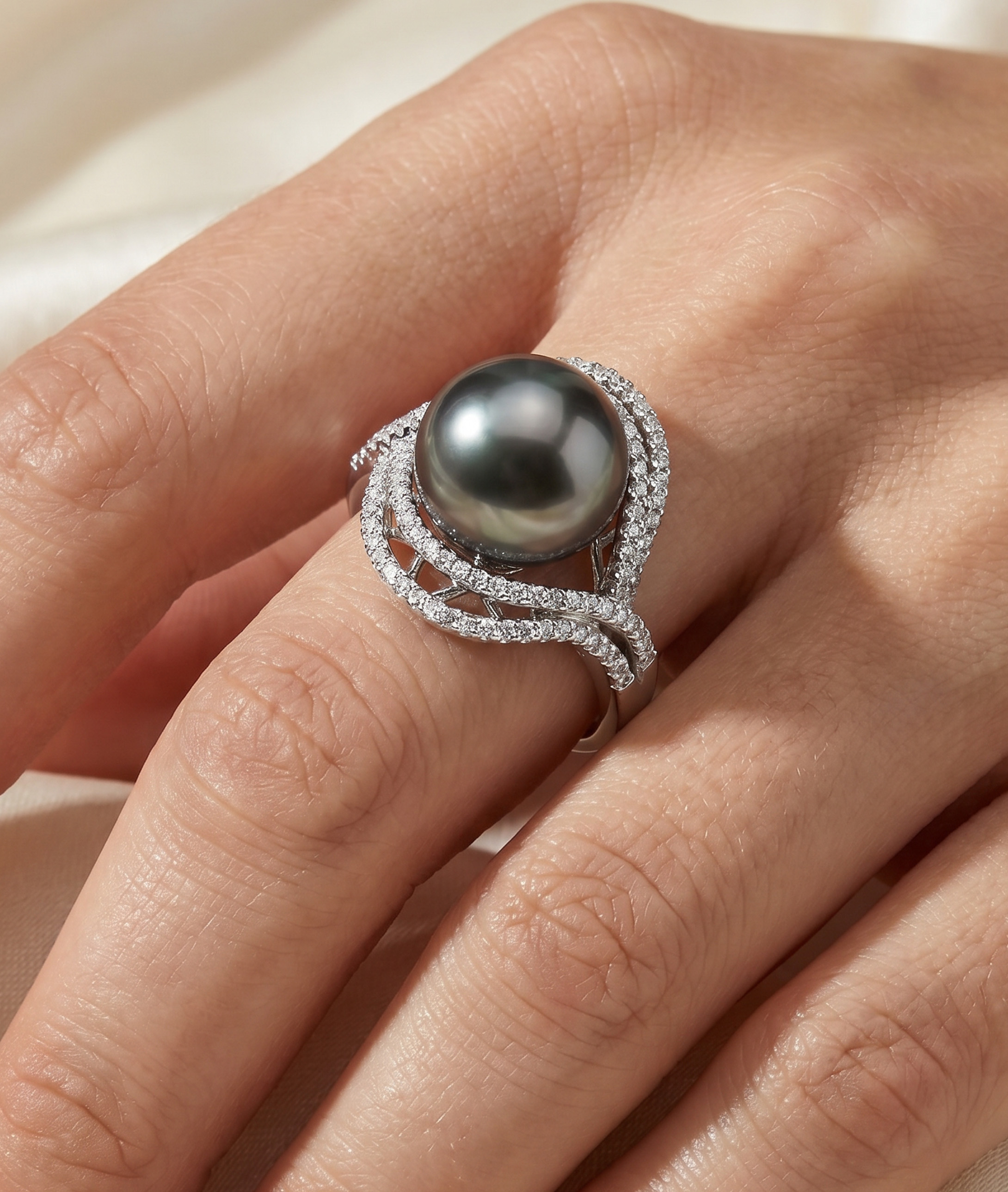 Tahitian South Sea Pearl & Diamond Clara Ring - Secondary Image