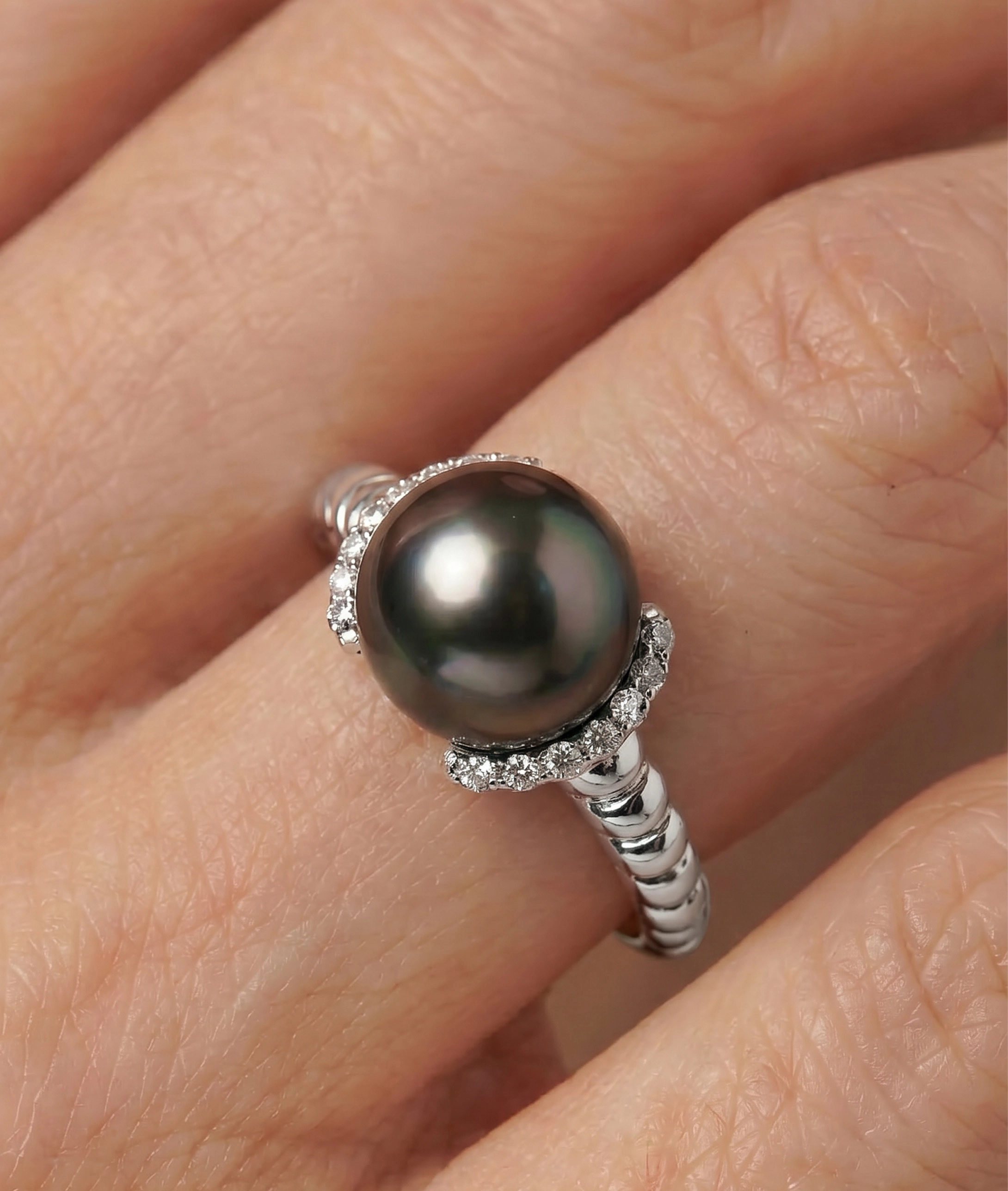 Tahitian South Sea Pearl & Diamond Jackie Ring