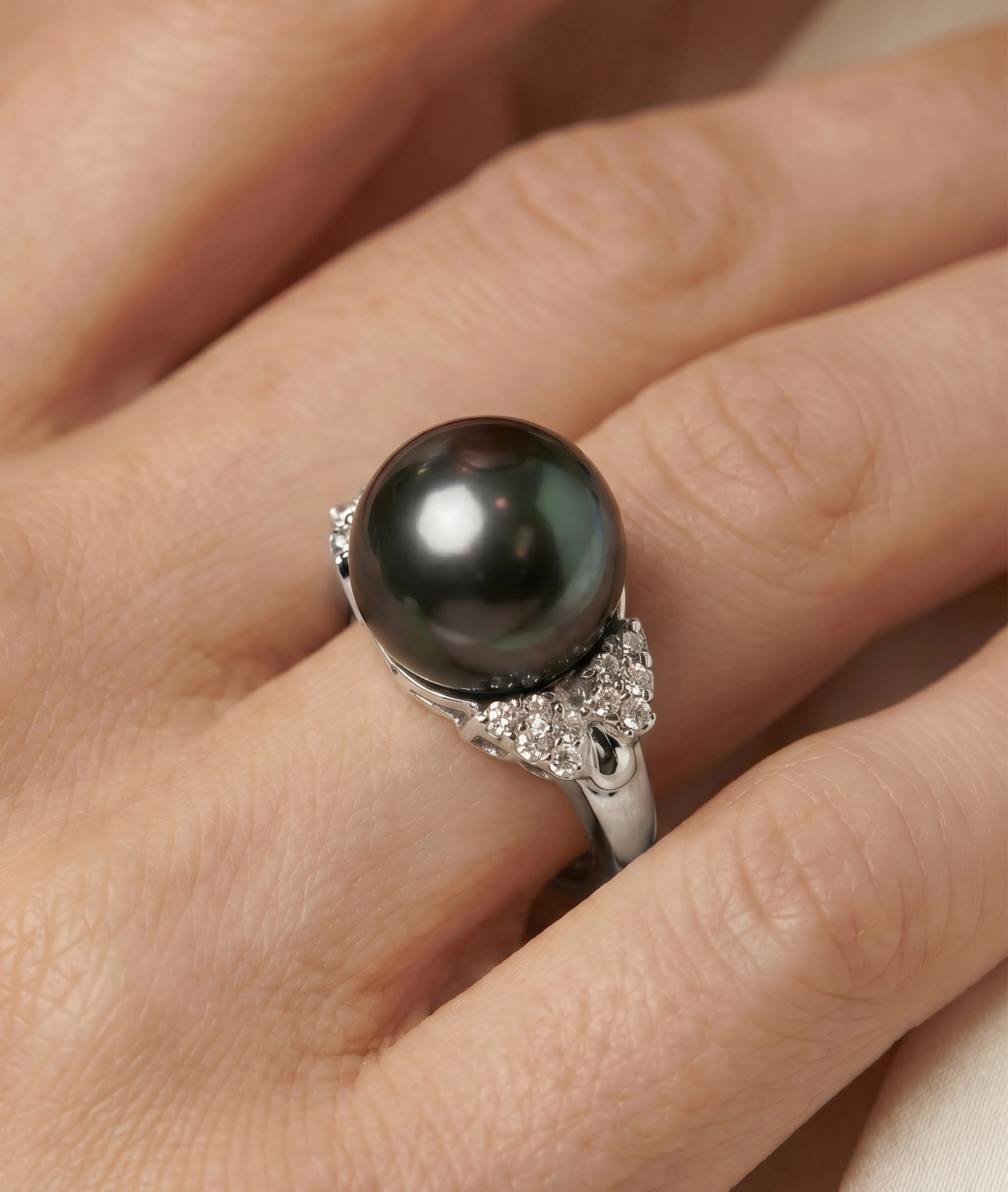 Tahitian South Sea Pearl & Diamond Nora Ring