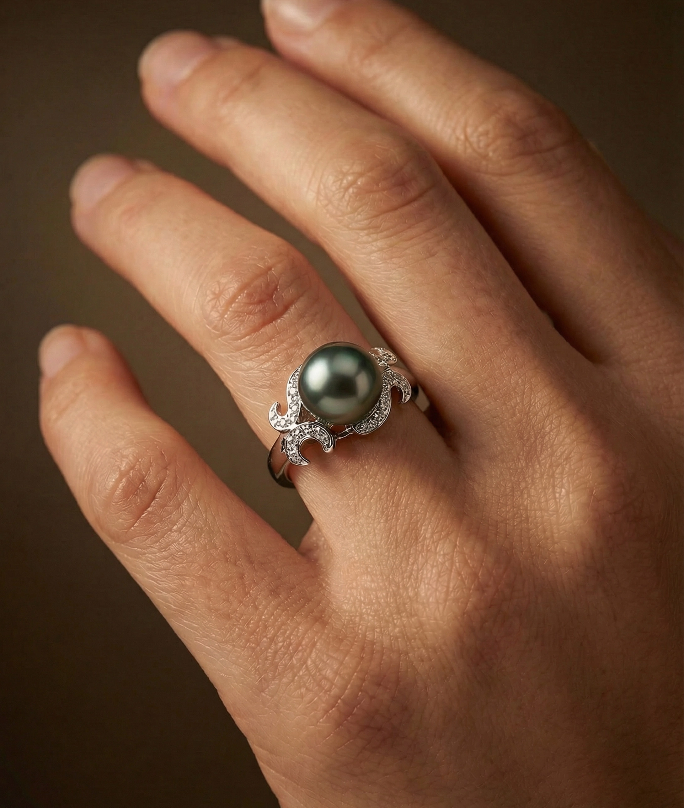Tahitian South Sea Pearl Crown Jewel Ring
