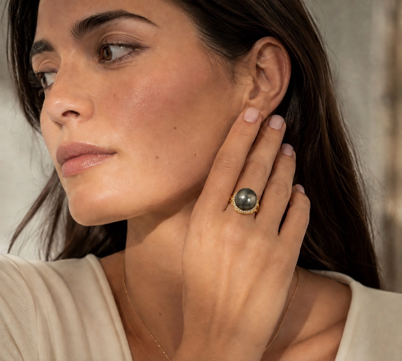 Tahitian South Sea Pearl & Diamond Bella Ring