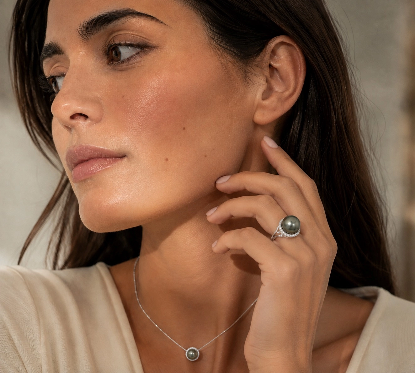 Tahitian South Sea Pearl & Diamond Bella Ring