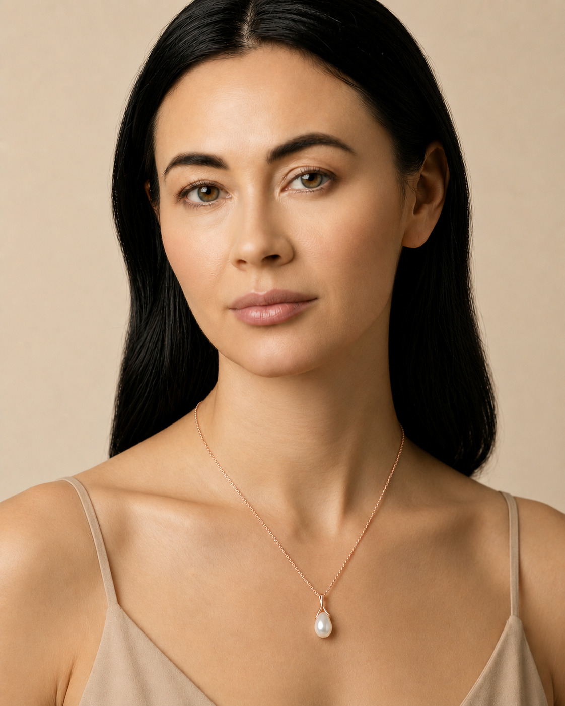10-11mm Freshwater Pearl Olive Drop Pendant - Model Image