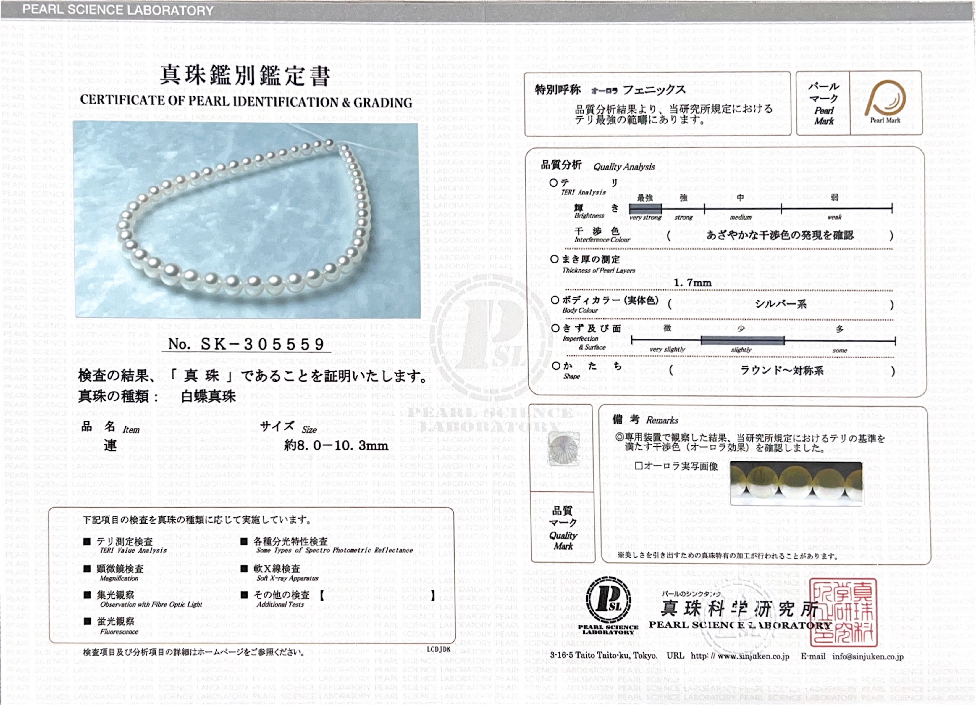 8.0-10.3mm White South Sea Pearl Necklace - PSL Certified