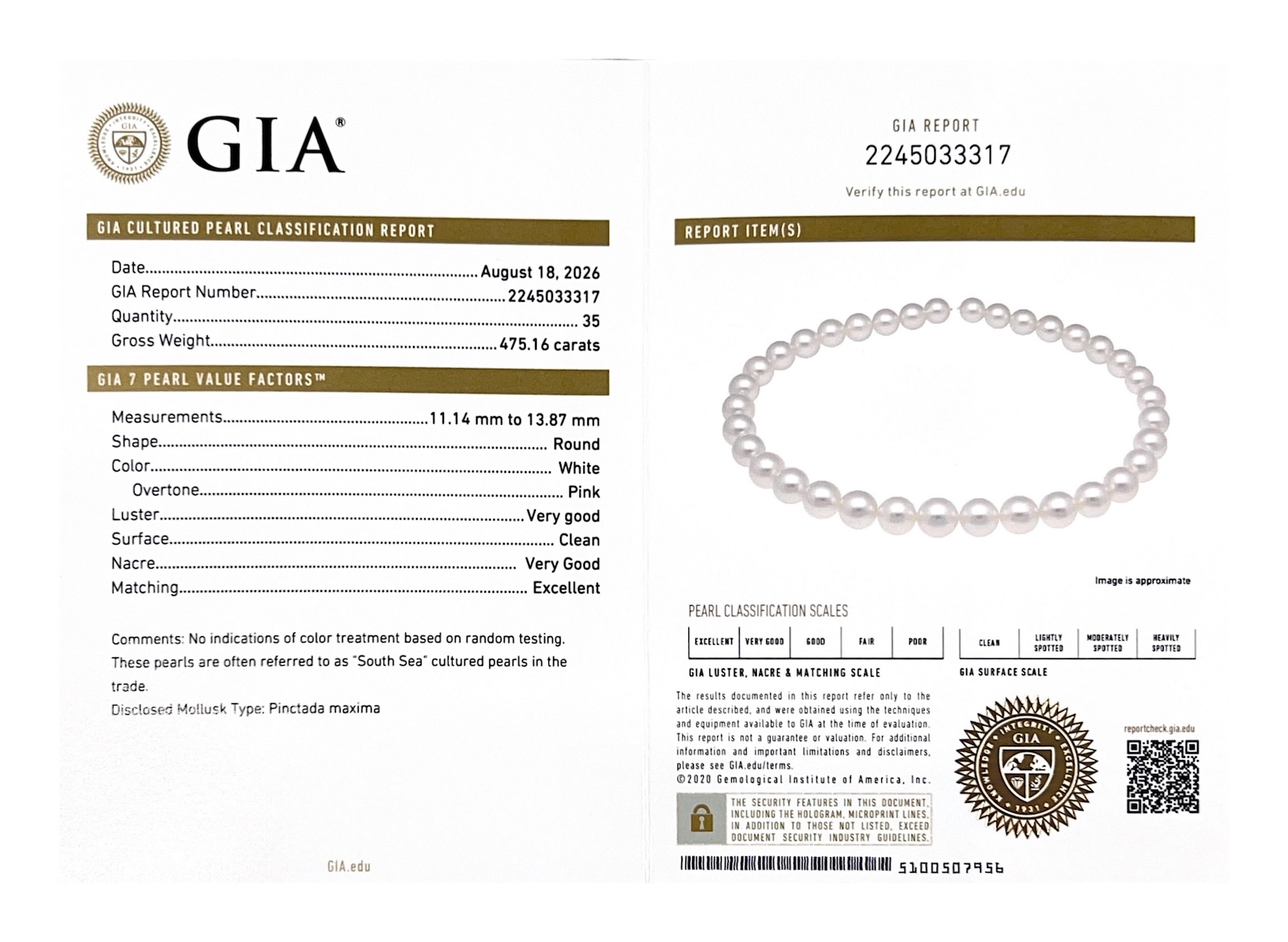 11-13mm White South Sea Round Pearl Necklace AAAA Quality - GIA Certified - Model Image