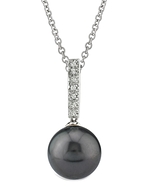 Tahitian South Sea Pearl Dangling Diamond Pendant