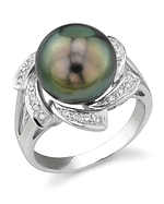 Tahitian South Sea Pearl & Diamond Nova Ring