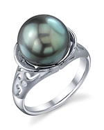 Tahitian South Sea Pearl & Diamond Shannon Ring