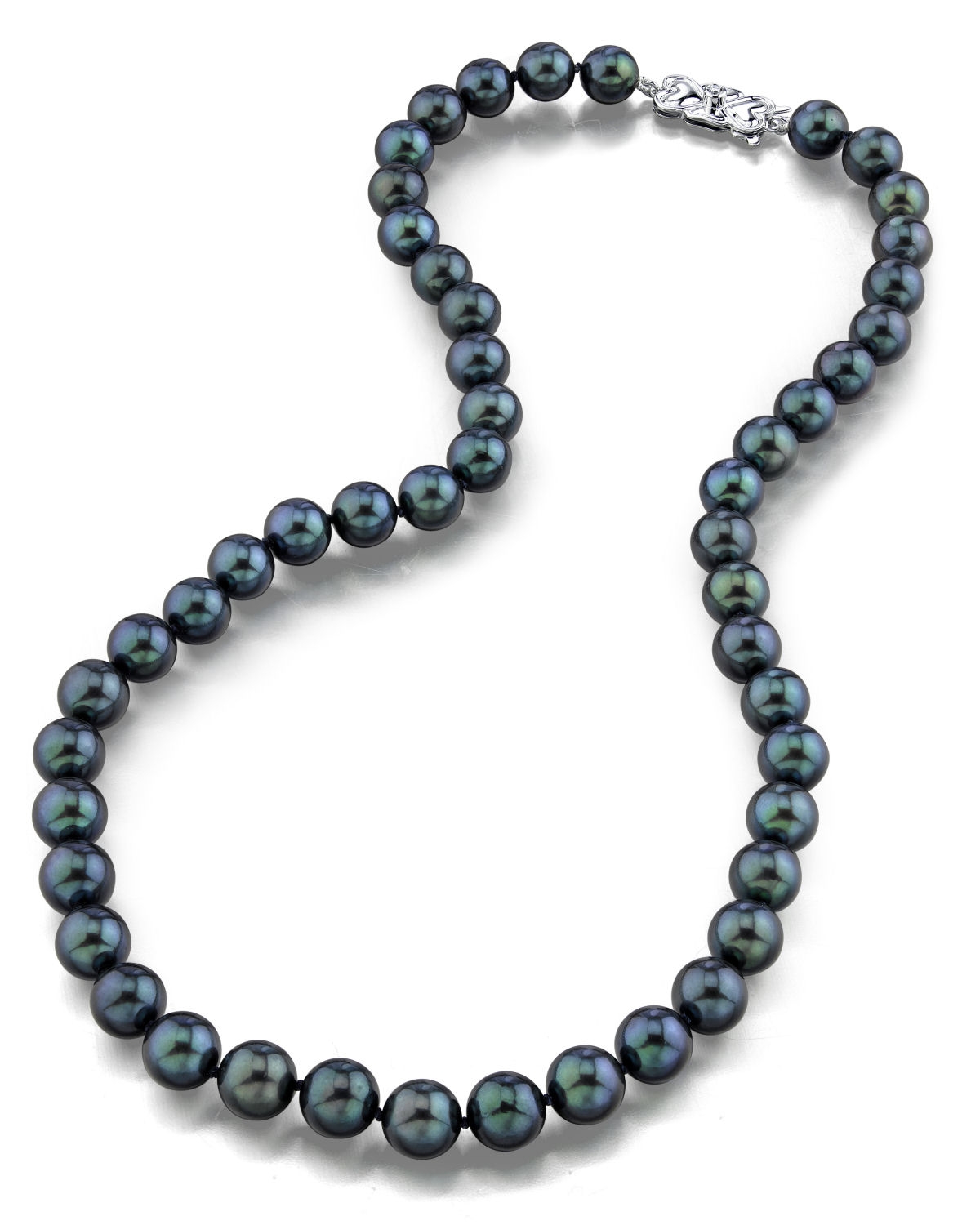 8.0-8.5mm Japanese Akoya Black Pearl Necklace- AA+ Quality