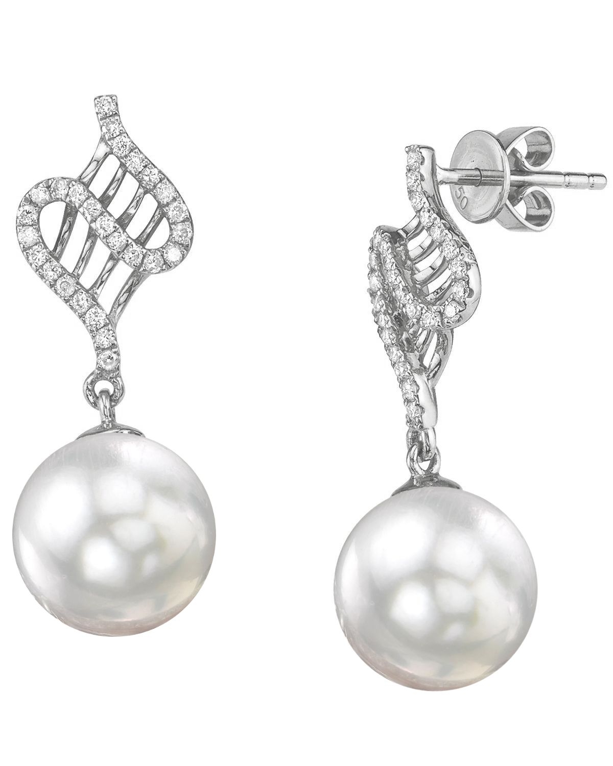 Buy White Akoya Pearl & Diamond Nancy Earrings for $ 1,469 - The Pearl ...