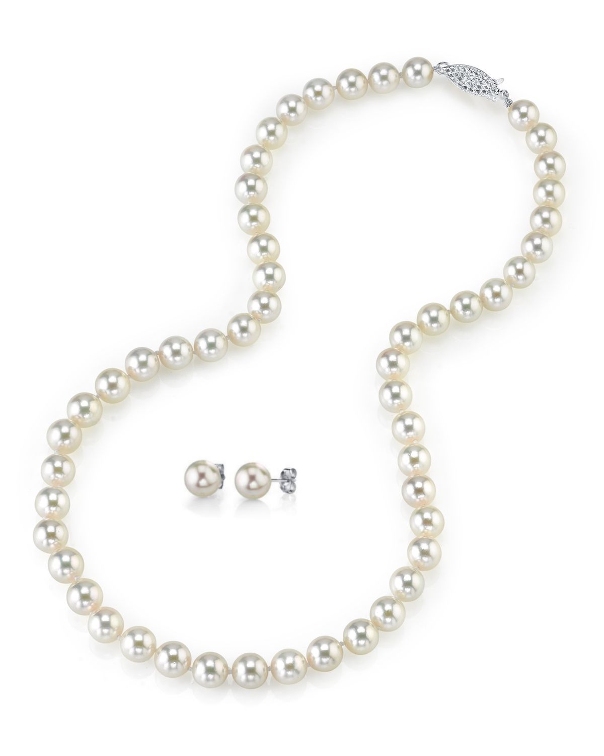 6.0-6.5mm Japanese Akoya Pearl Necklace & Earrings Set