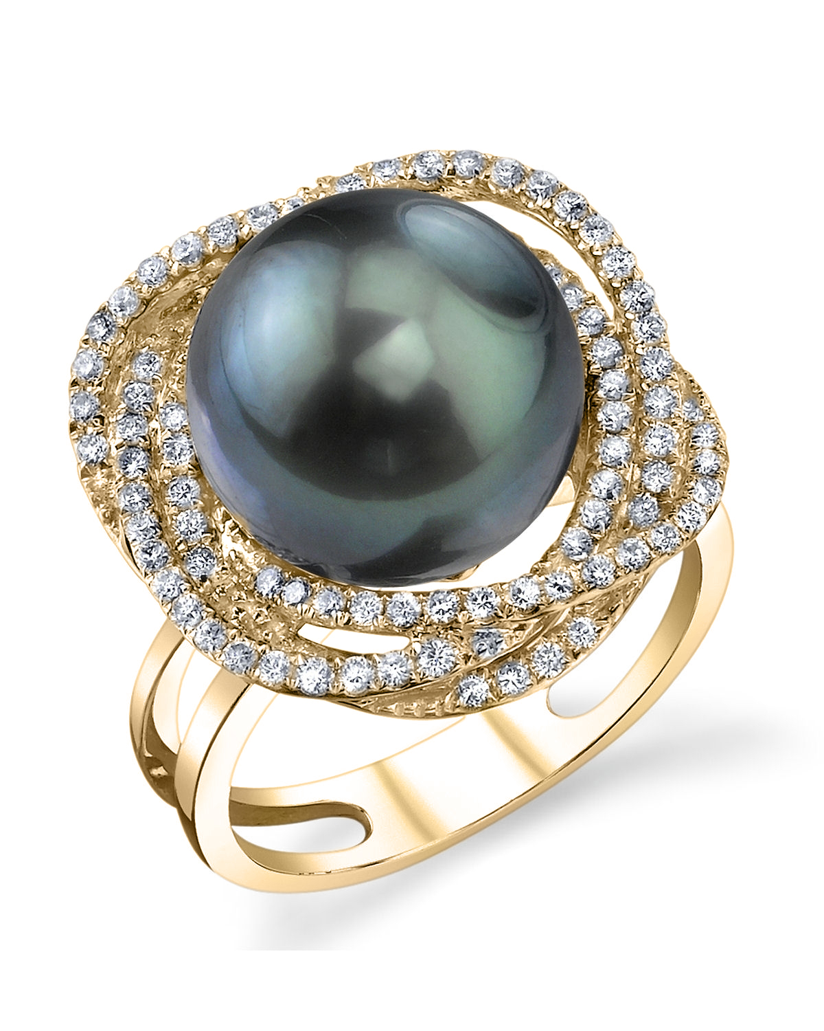 Tahitian South Sea Pearl & Diamond Braided Ring