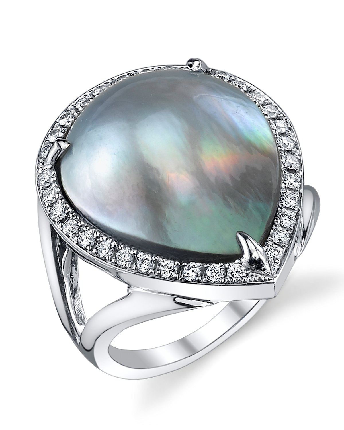 Tahitian South Sea Pearl & Diamond Jasmine Ring