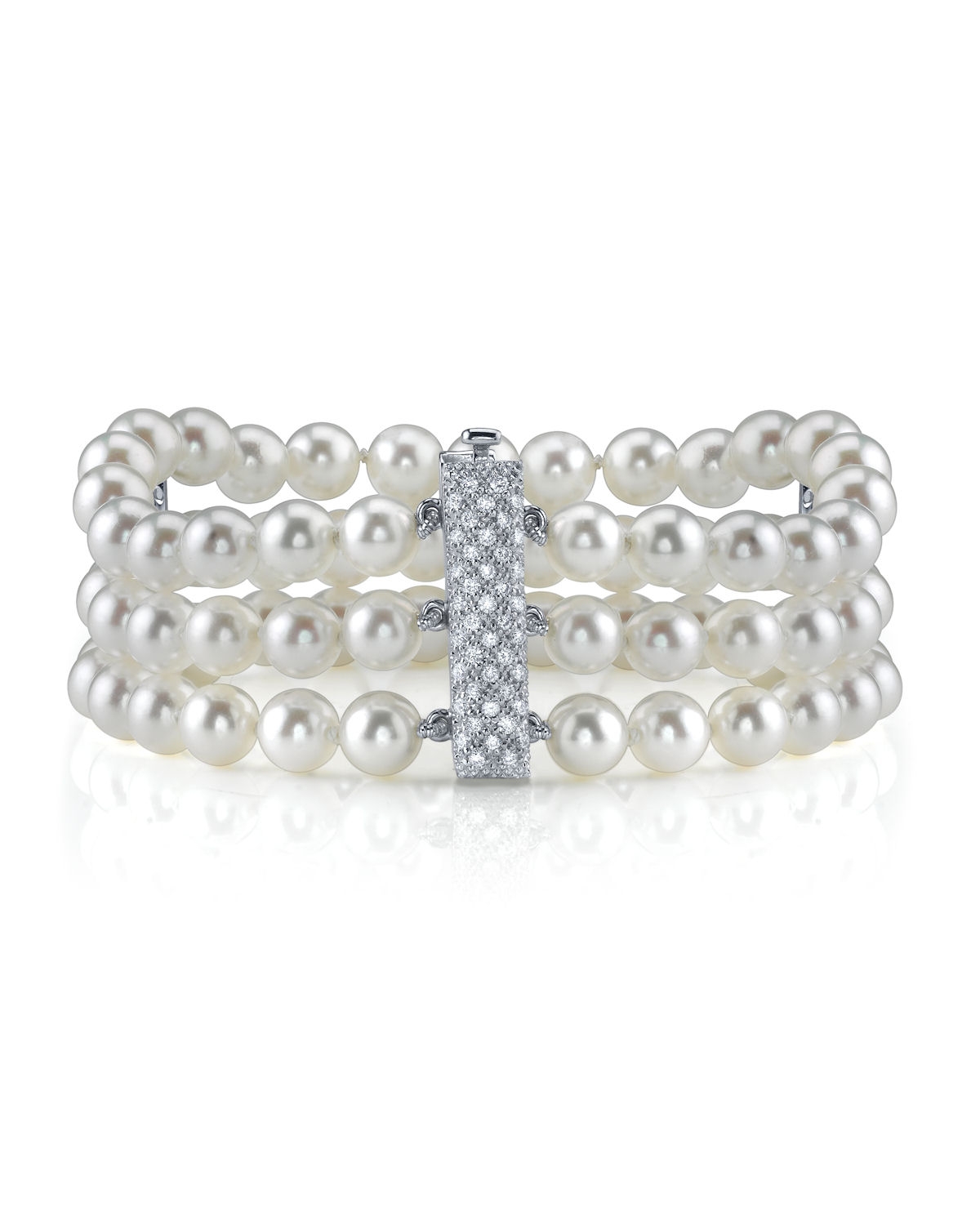 Three White Akoya Pearl Bar Ring main image 1