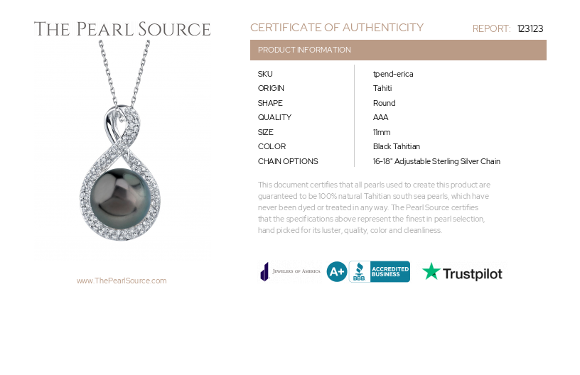 Tahitian South Sea Pearl & Diamond Erica Pendant-Certificate