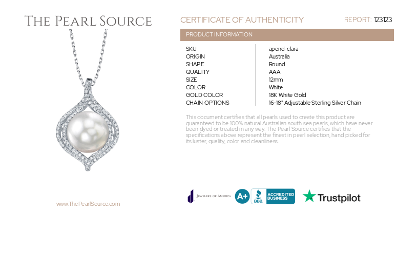 South Sea Pearl & Diamond Clara Pendant-Certificate
