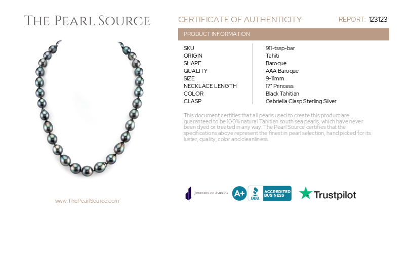 9-11mm Tahitian South Sea Baroque Pearl Necklace