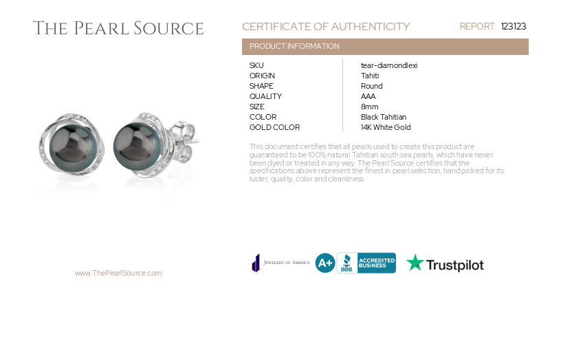 Tahitian South Sea Pearl and Diamond Lexi Earrings-Certificate