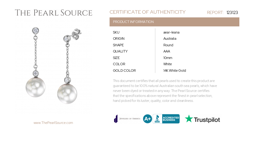 White South Sea Pearl & Diamond Leana Earrings-Certificate